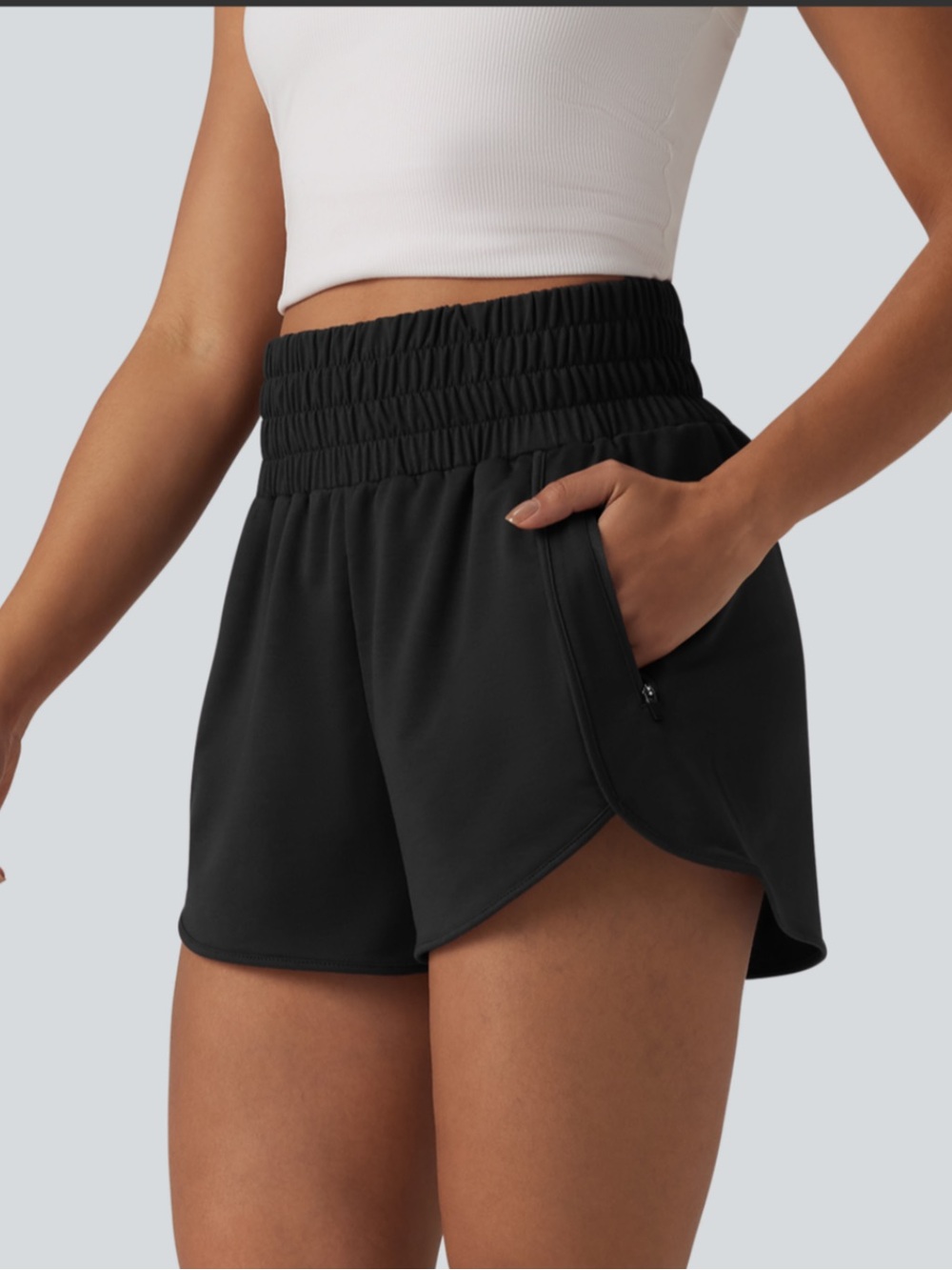 NWT Halara High Waisted Curved Hem Casual Sweat Shorts 3'' with Pockets